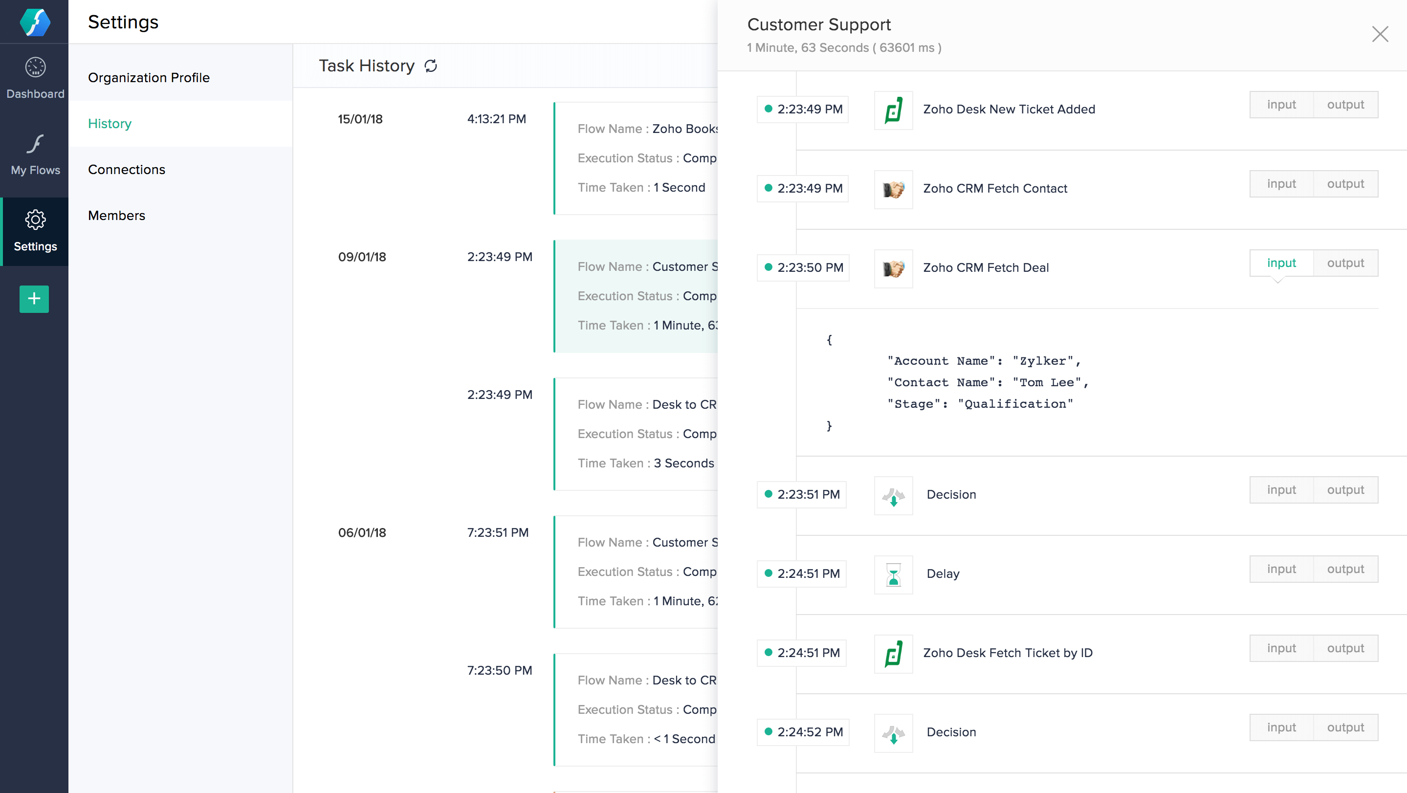 screenshot of Zoho Flow